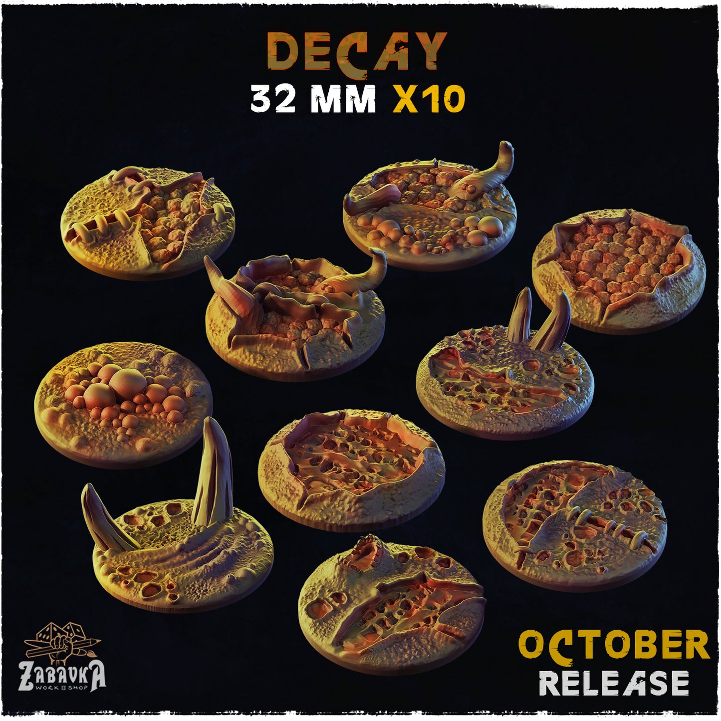 BASES - Decay themed bases for wargames and tabletop thirteen sizes available by zabavka workshop
