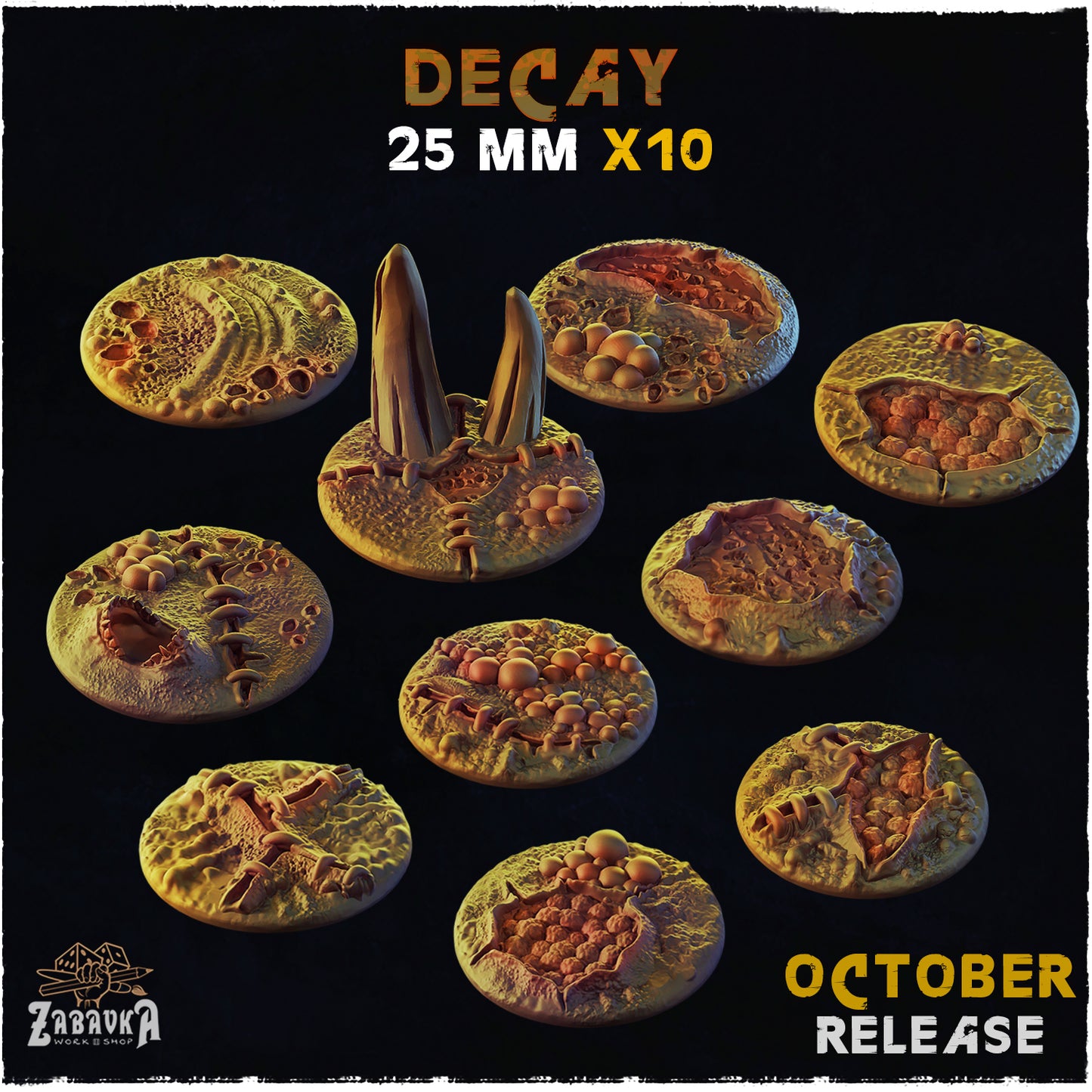 BASES - Decay themed bases for wargames and tabletop thirteen sizes available by zabavka workshop