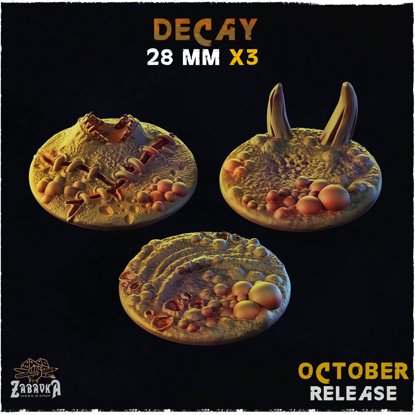 BASES - Decay themed bases for wargames and tabletop thirteen sizes available by zabavka workshop
