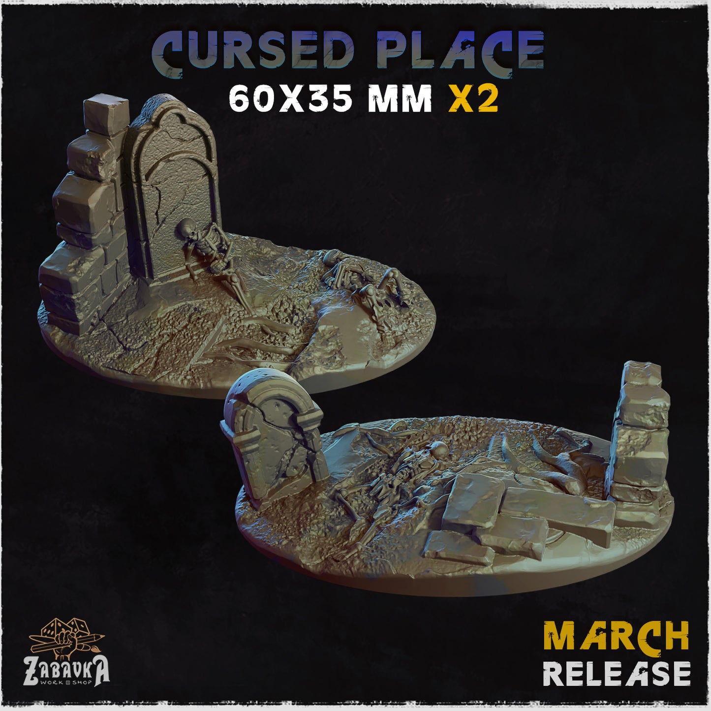 BASES - Cursed Place themed for wargames and tabletop thirteen sizes available by zabavka workshop