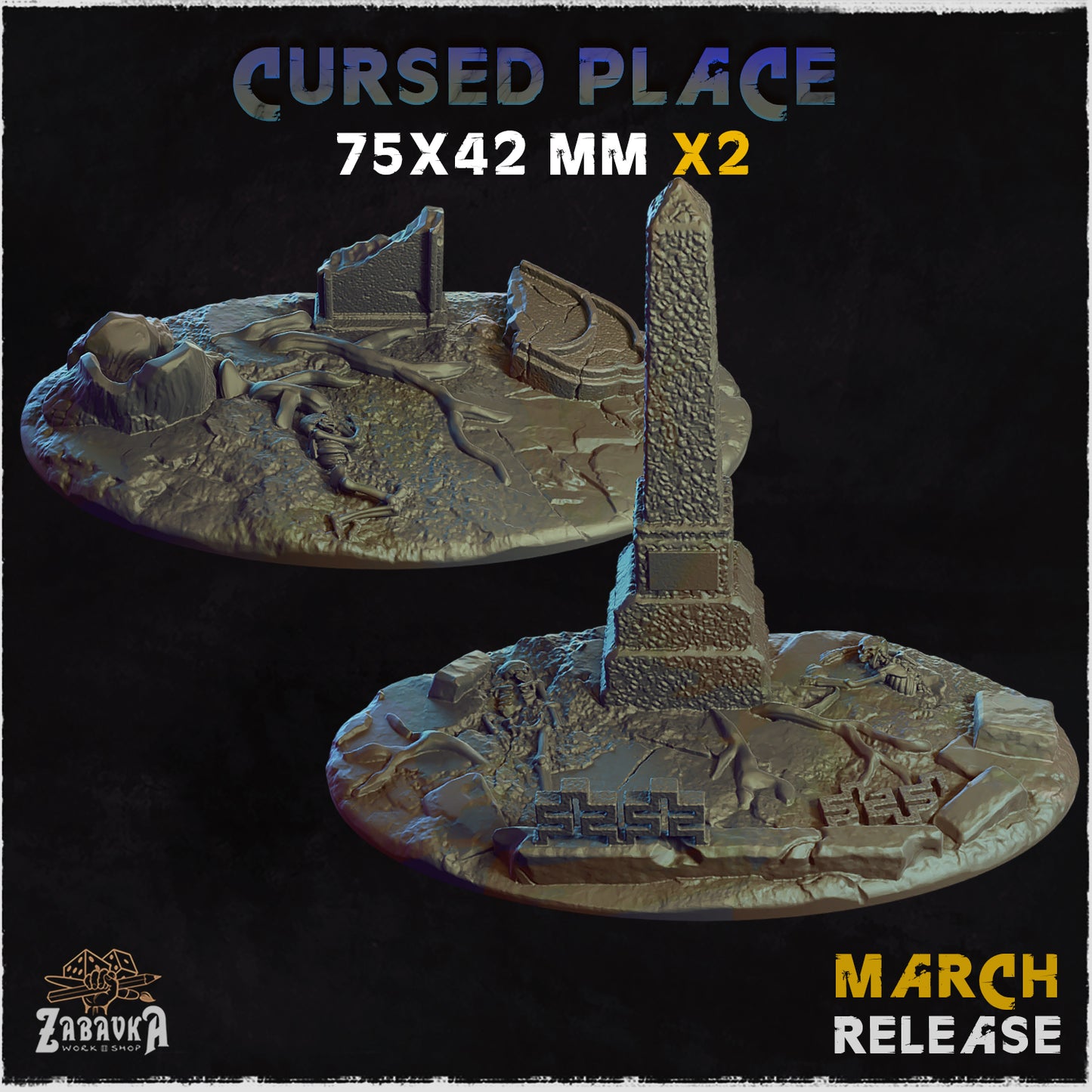 BASES - Cursed Place themed for wargames and tabletop thirteen sizes available by zabavka workshop