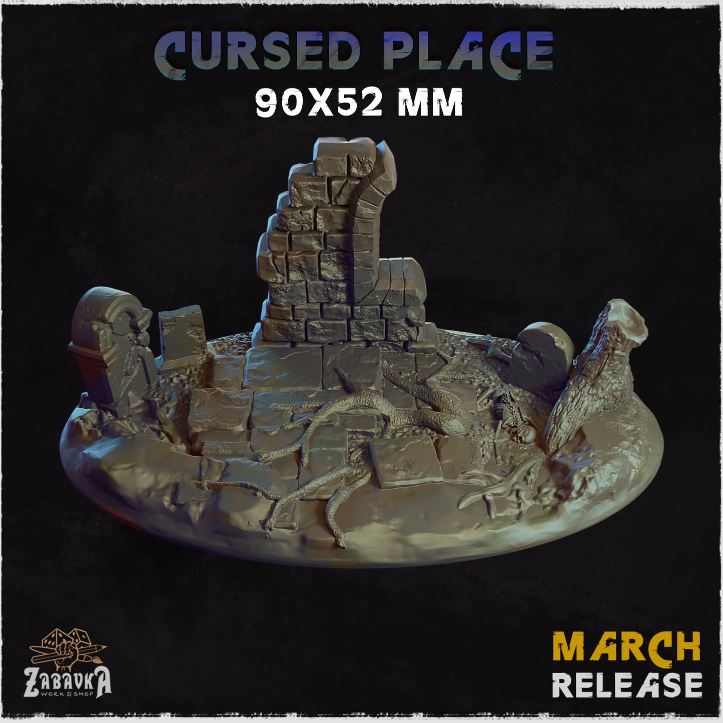 BASES - Cursed Place themed for wargames and tabletop thirteen sizes available by zabavka workshop