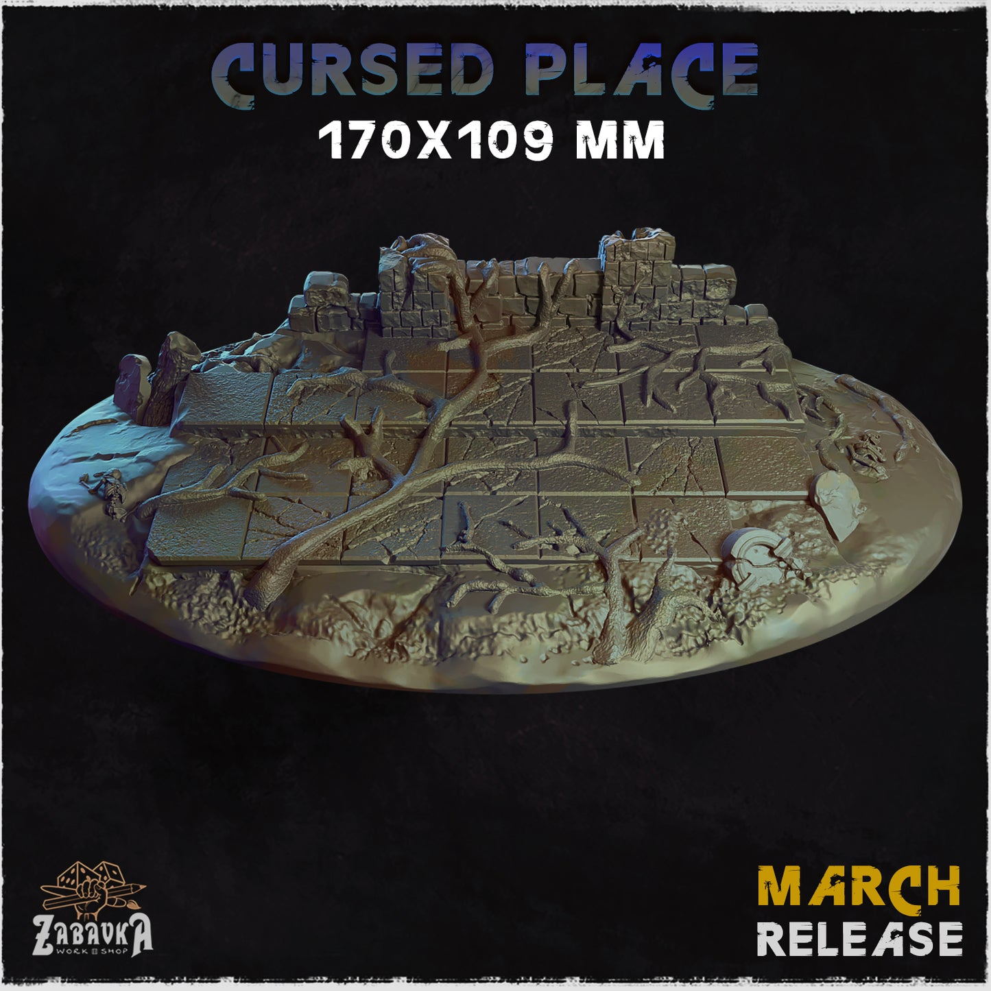 BASES - Cursed Place themed for wargames and tabletop thirteen sizes available by zabavka workshop