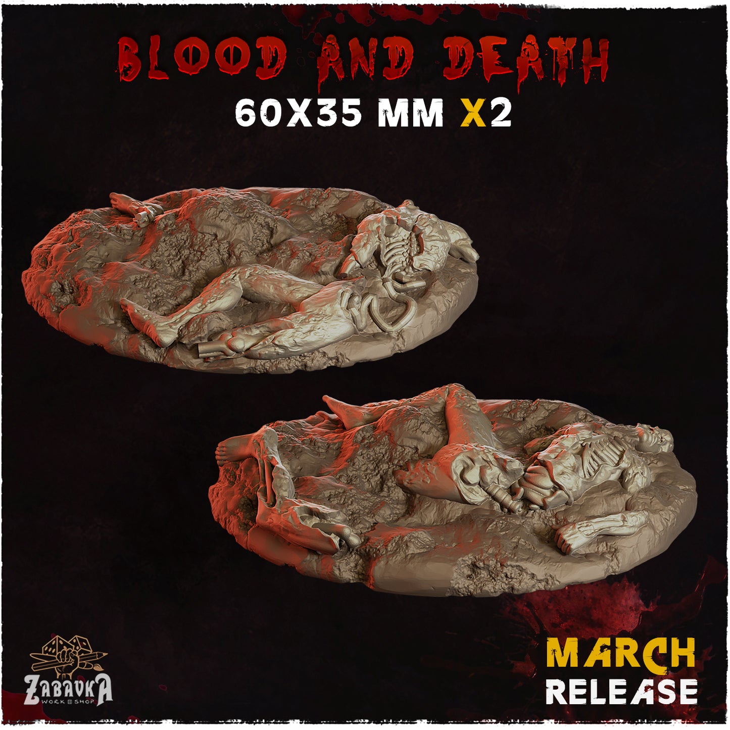 BASES - Blood and Death themed for wargames and tabletop thirteen sizes available by zabavka workshop