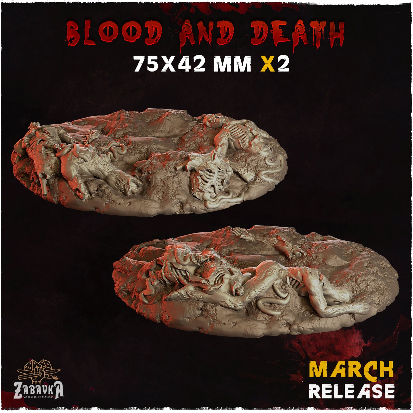 BASES - Blood and Death themed for wargames and tabletop thirteen sizes available by zabavka workshop
