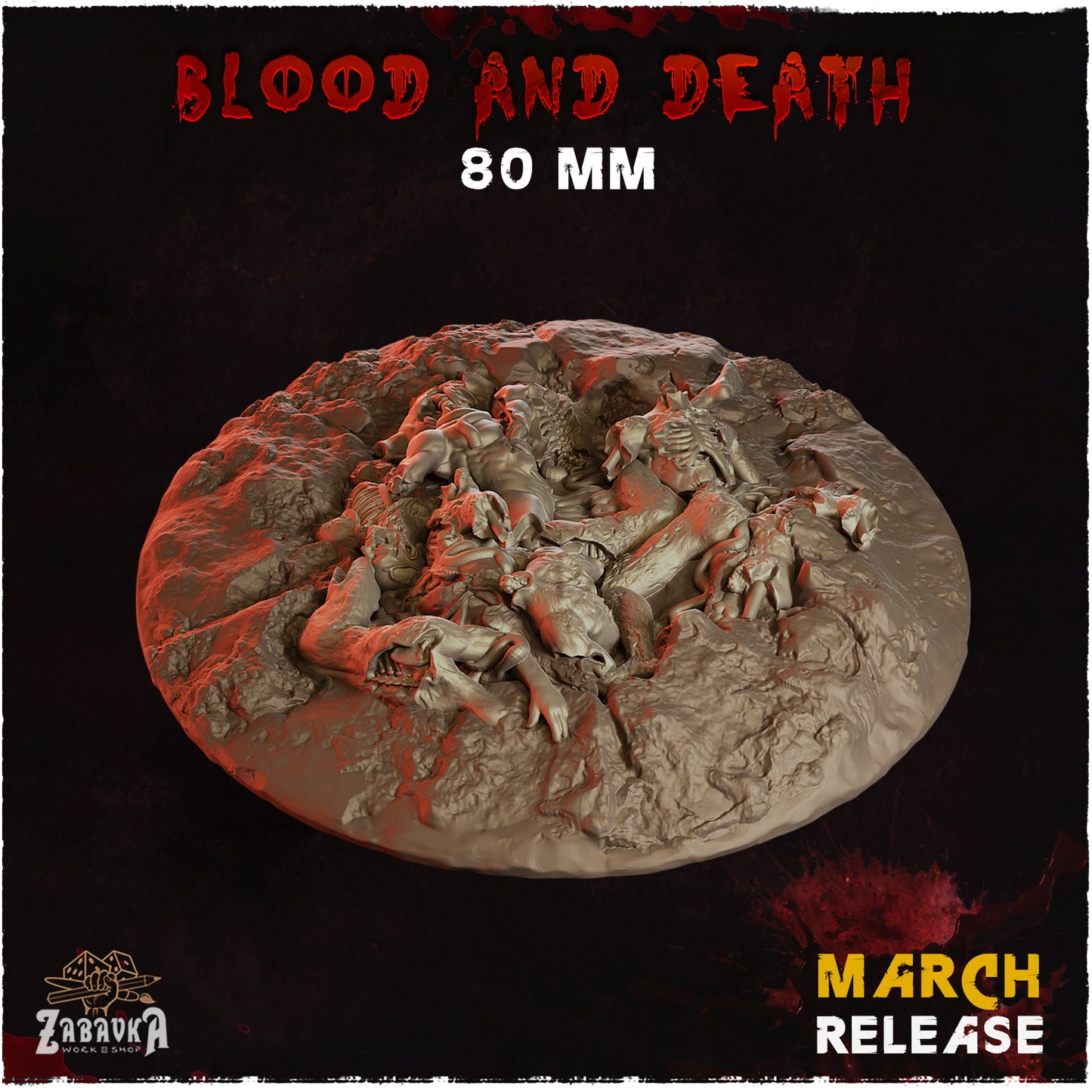 BASES - Blood and Death themed for wargames and tabletop thirteen sizes available by zabavka workshop