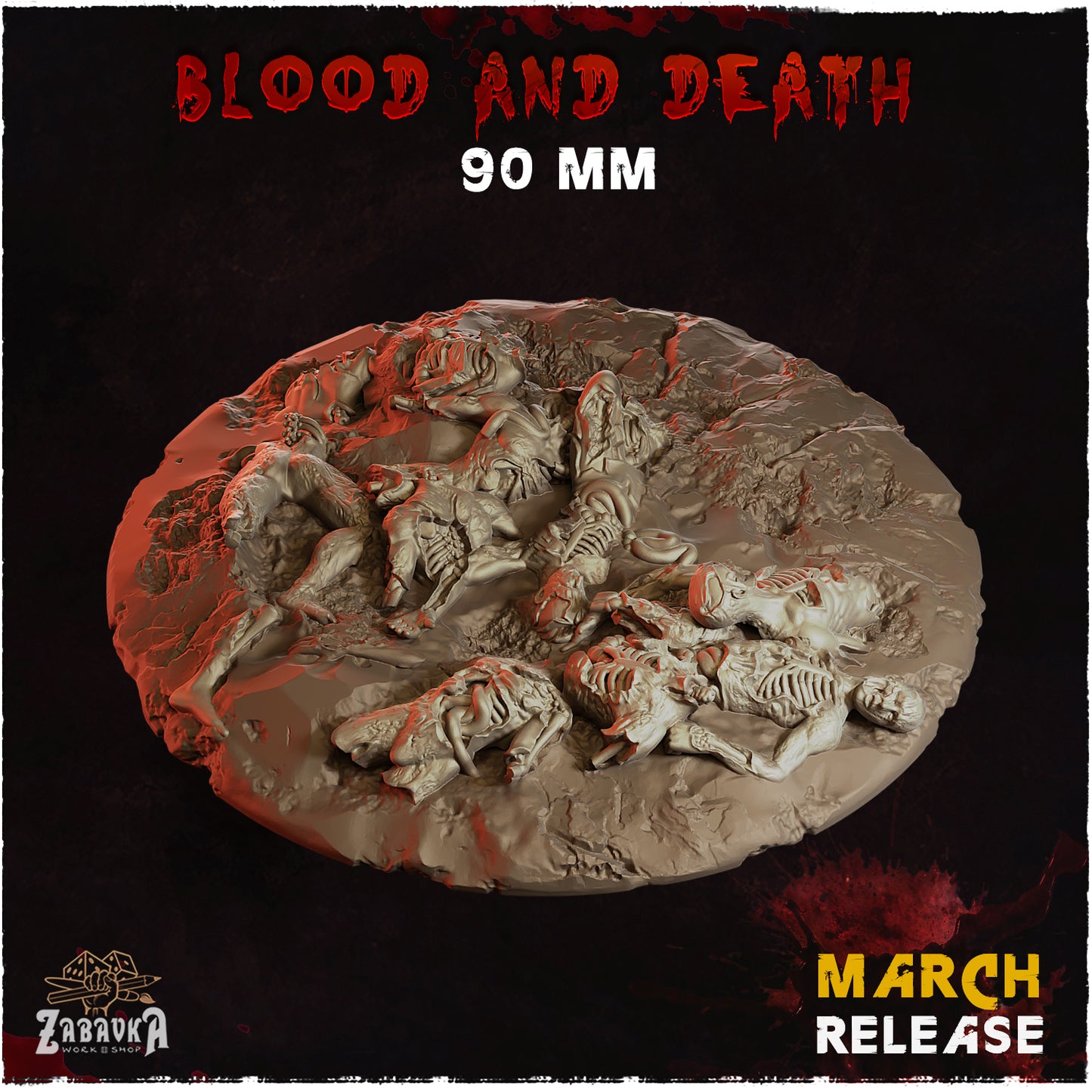 BASES - Blood and Death themed for wargames and tabletop thirteen sizes available by zabavka workshop