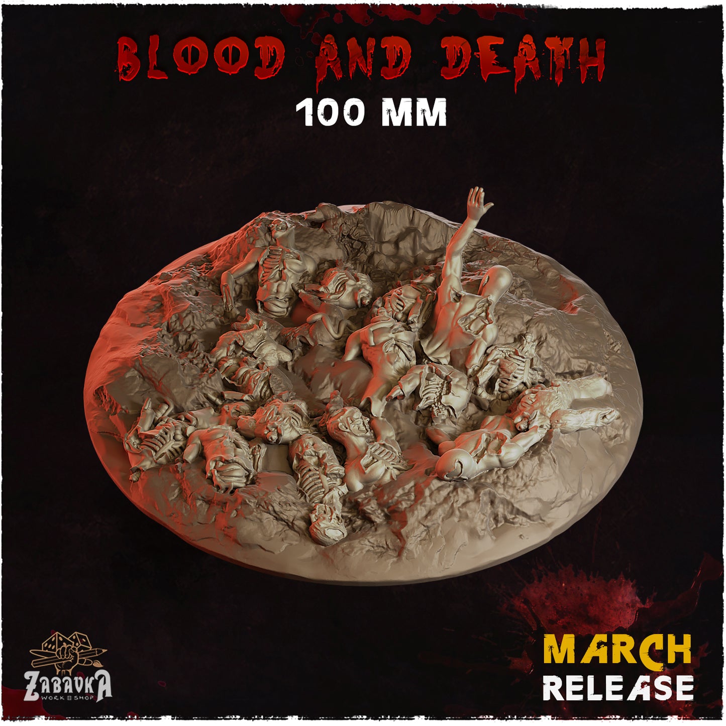 BASES - Blood and Death themed for wargames and tabletop thirteen sizes available by zabavka workshop