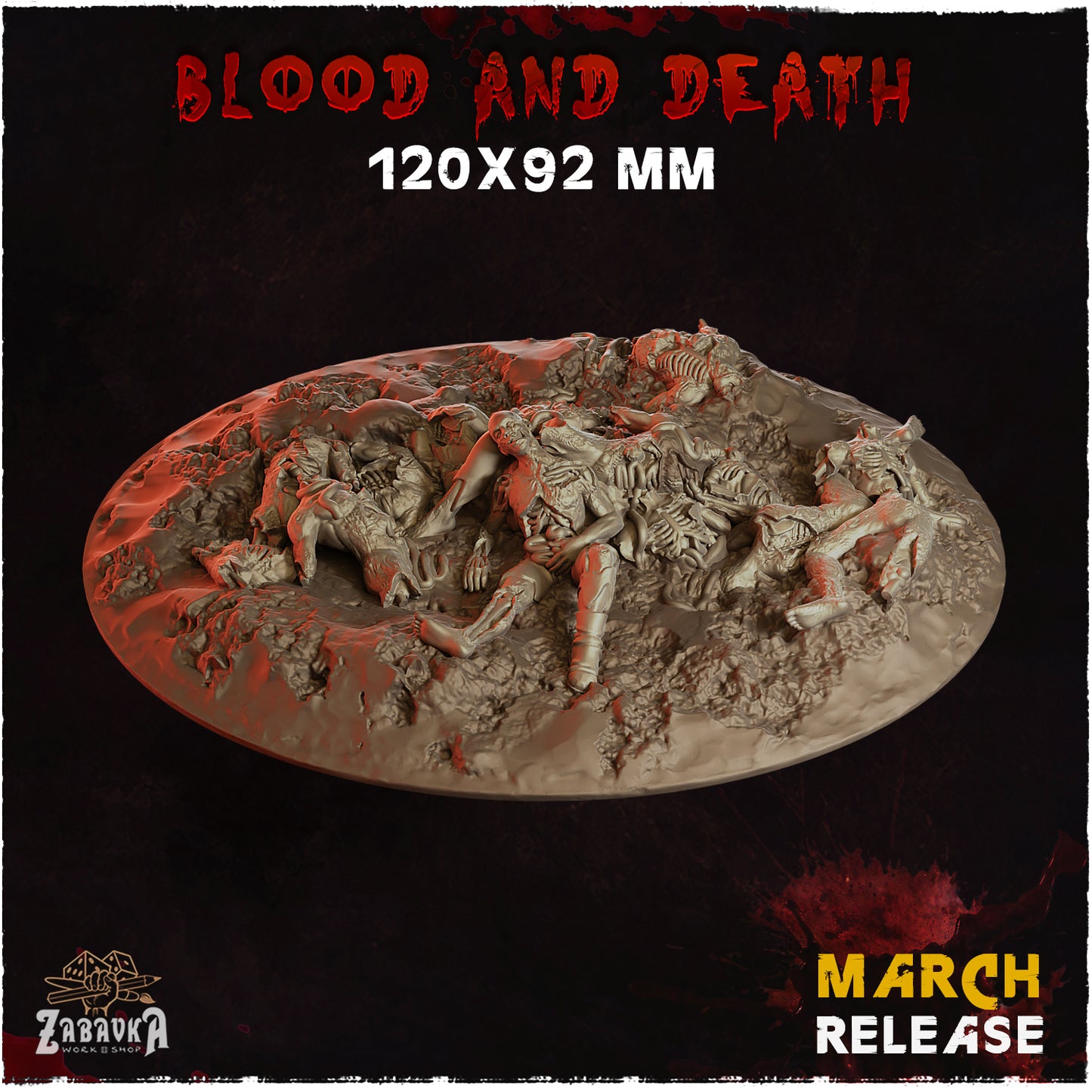 BASES - Blood and Death themed for wargames and tabletop thirteen sizes available by zabavka workshop