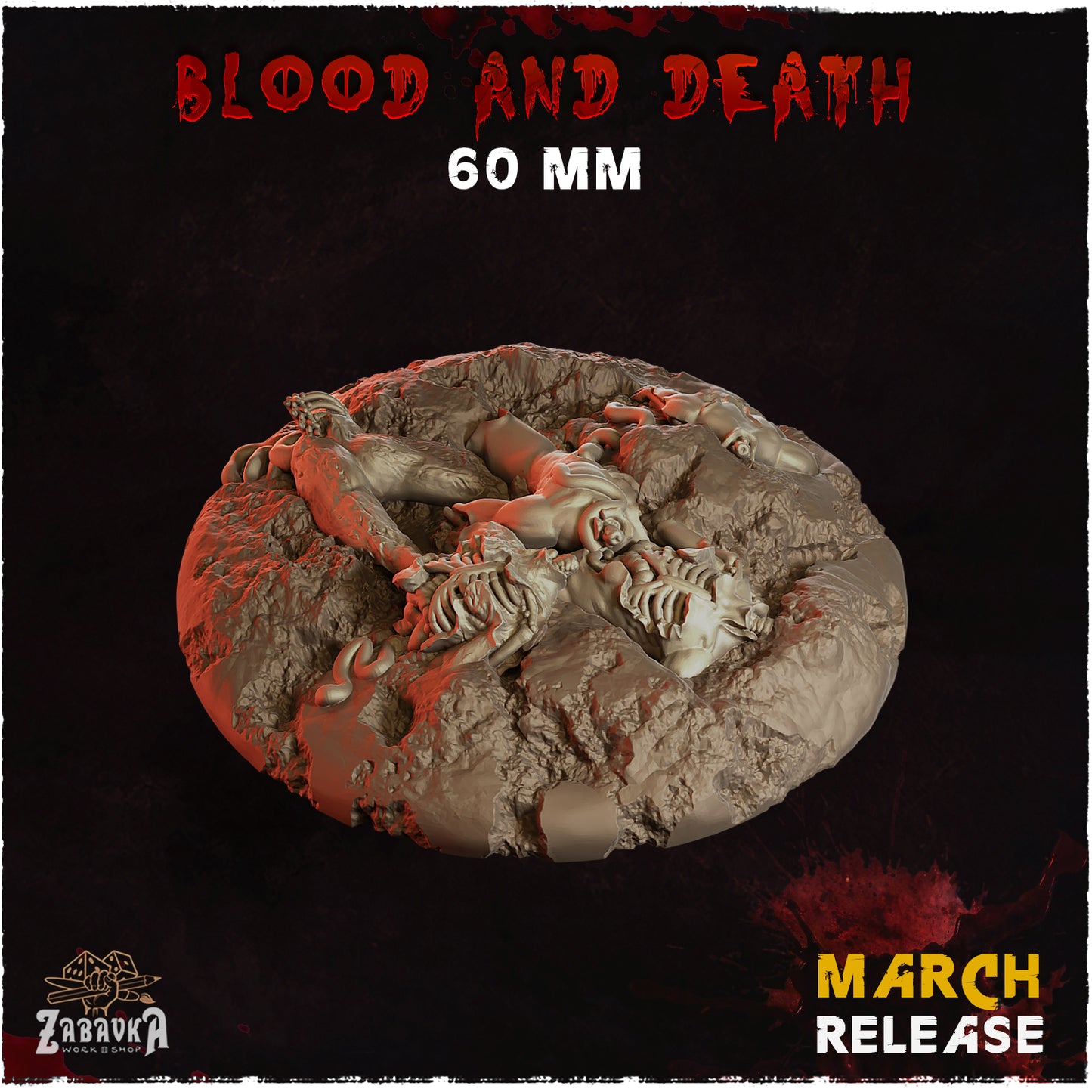 BASES - Blood and Death themed for wargames and tabletop thirteen sizes available by zabavka workshop