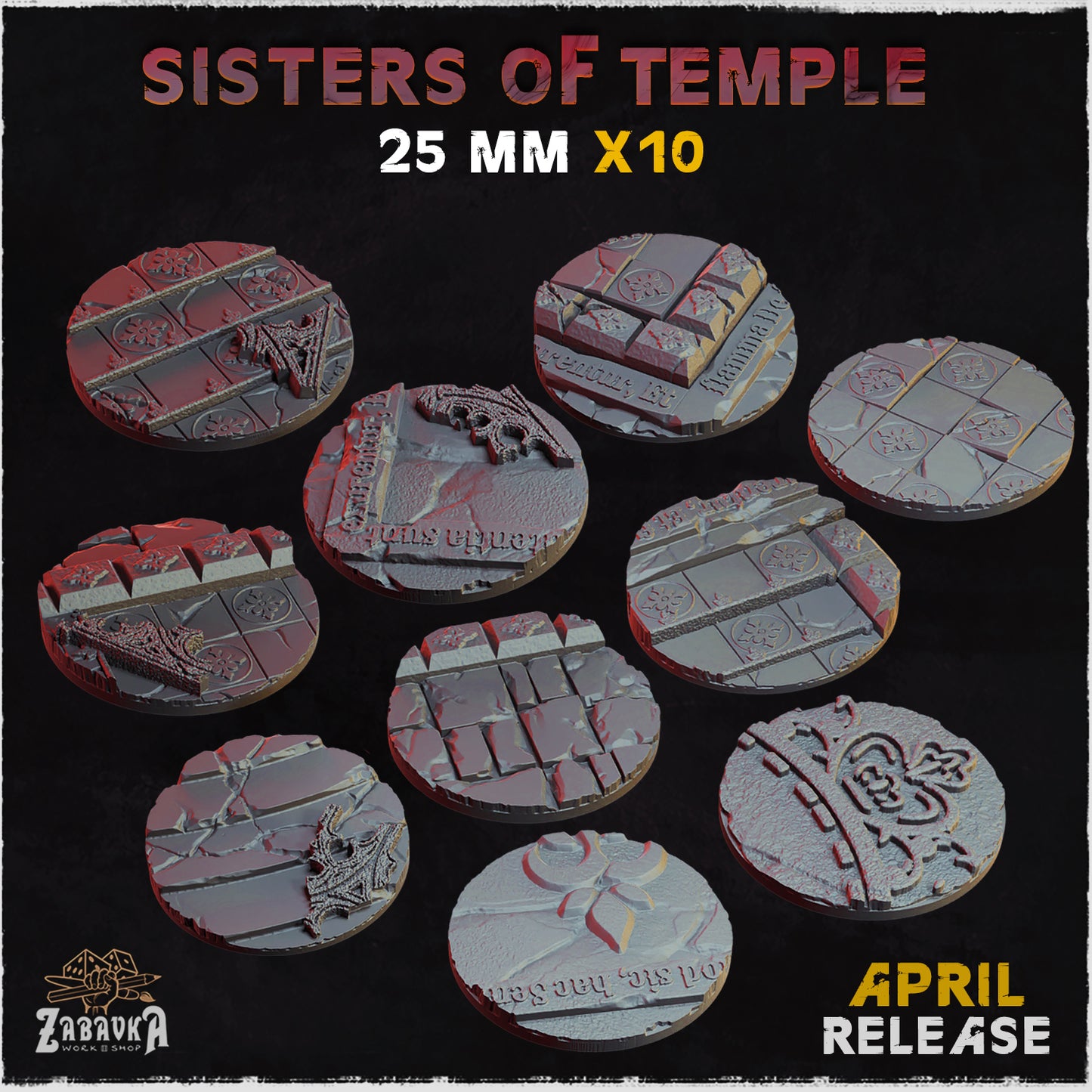 BASES - Sisters of Temple themed for wargames and tabletop thirteen sizes available by zabavka workshop