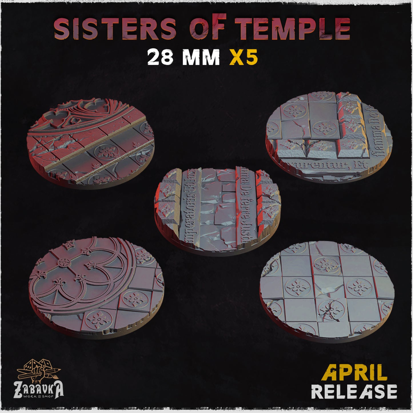 BASES - Sisters of Temple themed for wargames and tabletop thirteen sizes available by zabavka workshop