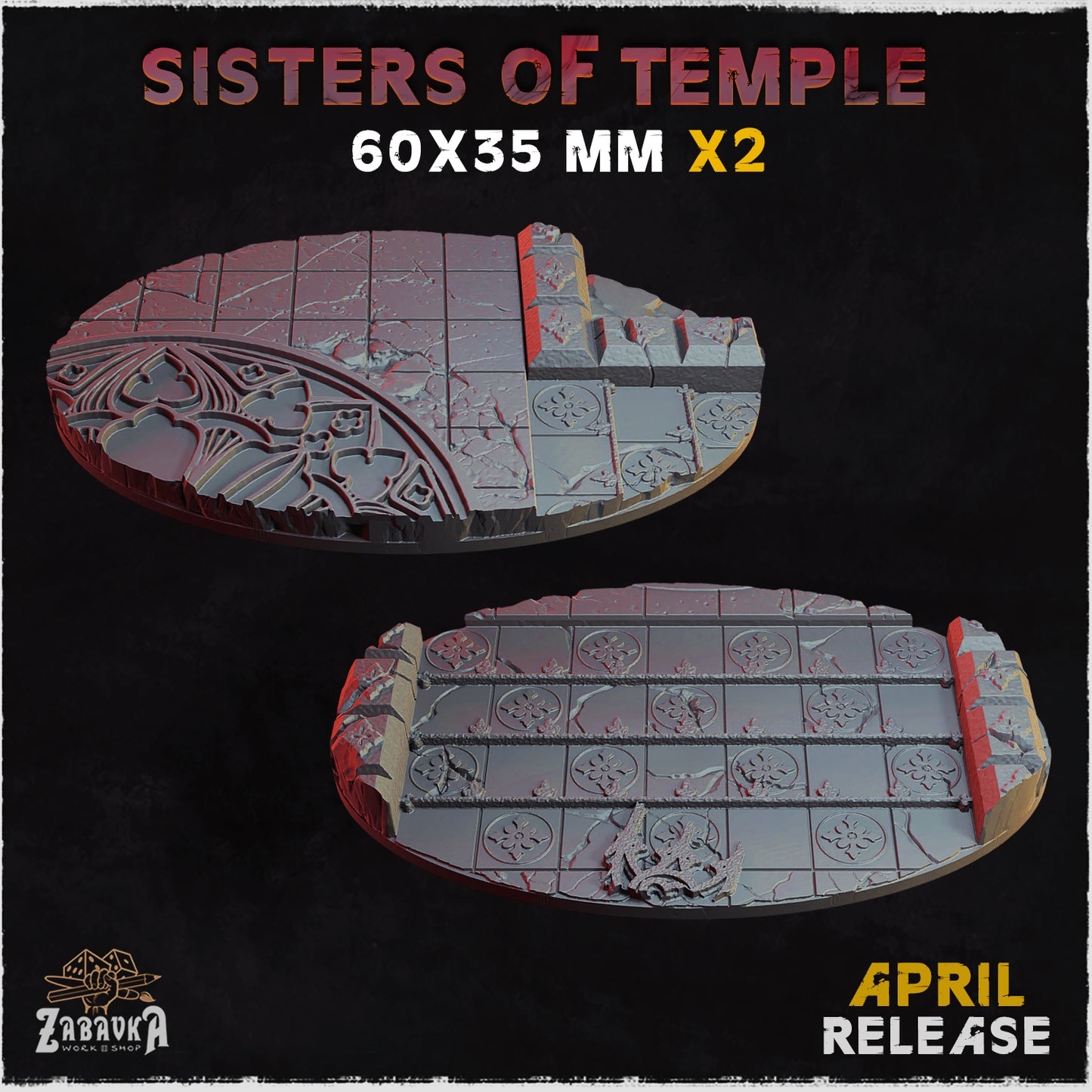 BASES - Sisters of Temple themed for wargames and tabletop thirteen sizes available by zabavka workshop