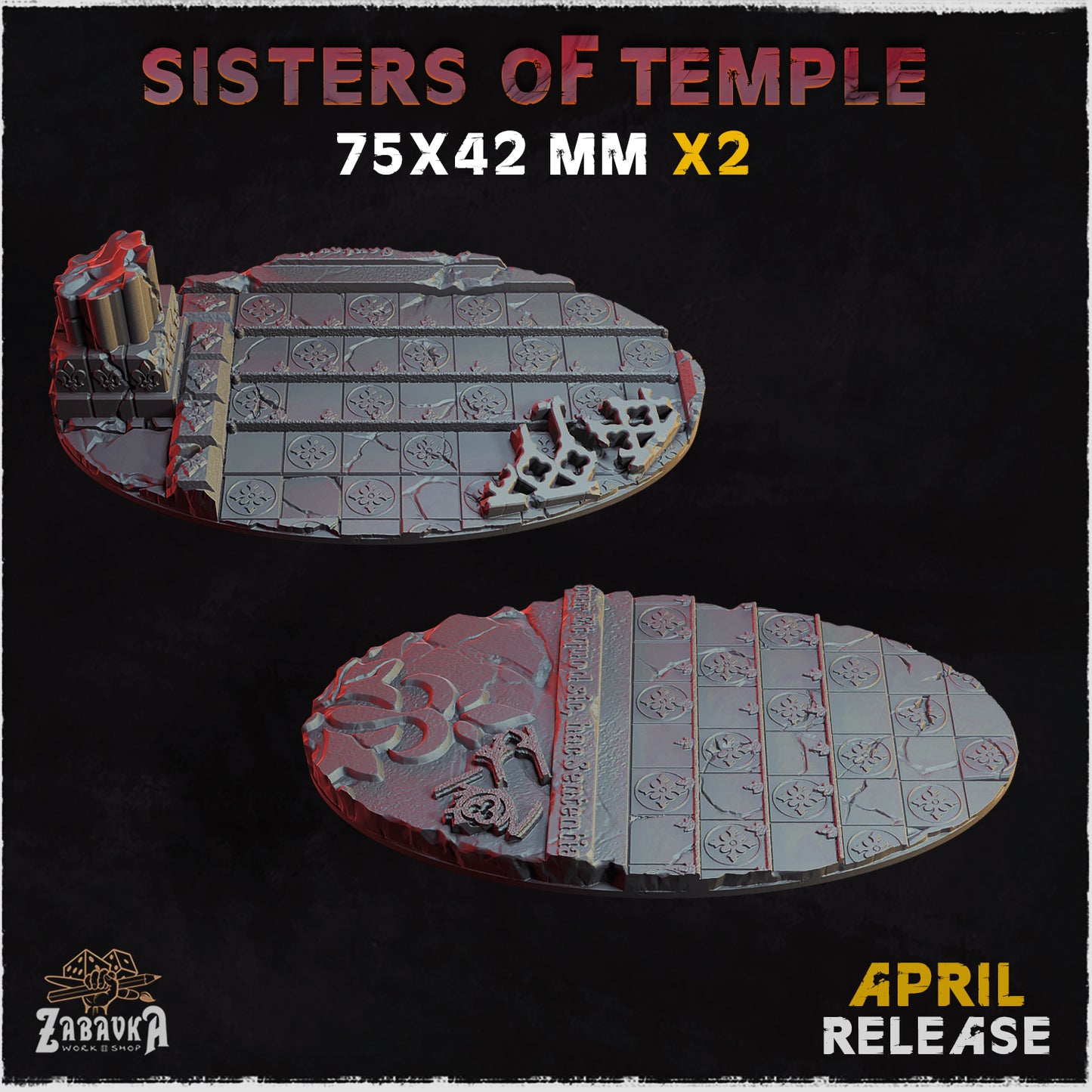 BASES - Sisters of Temple themed for wargames and tabletop thirteen sizes available by zabavka workshop