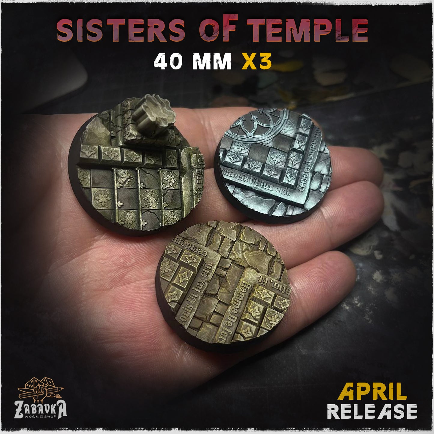 BASES - Sisters of Temple themed for wargames and tabletop thirteen sizes available by zabavka workshop