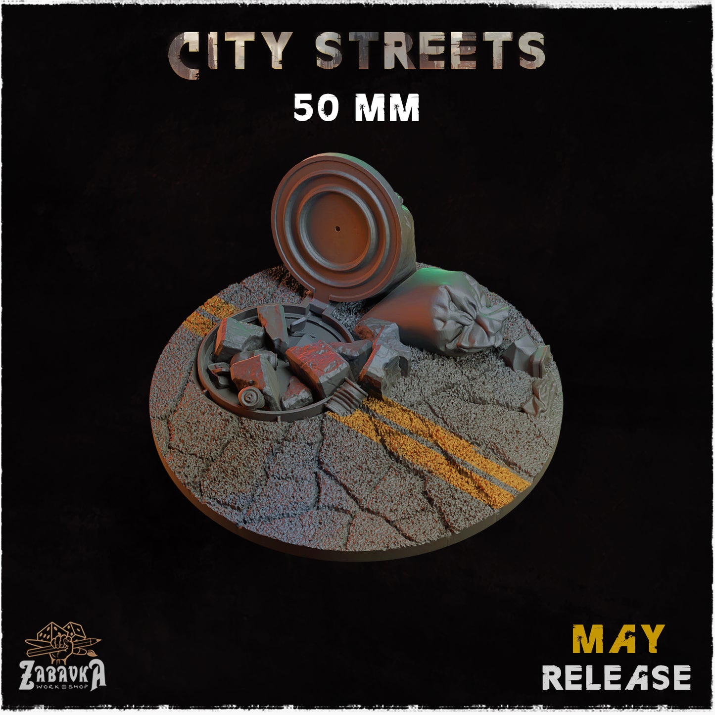 BASES - City Streets themed for wargames and tabletop thirteen sizes available by zabavka workshop