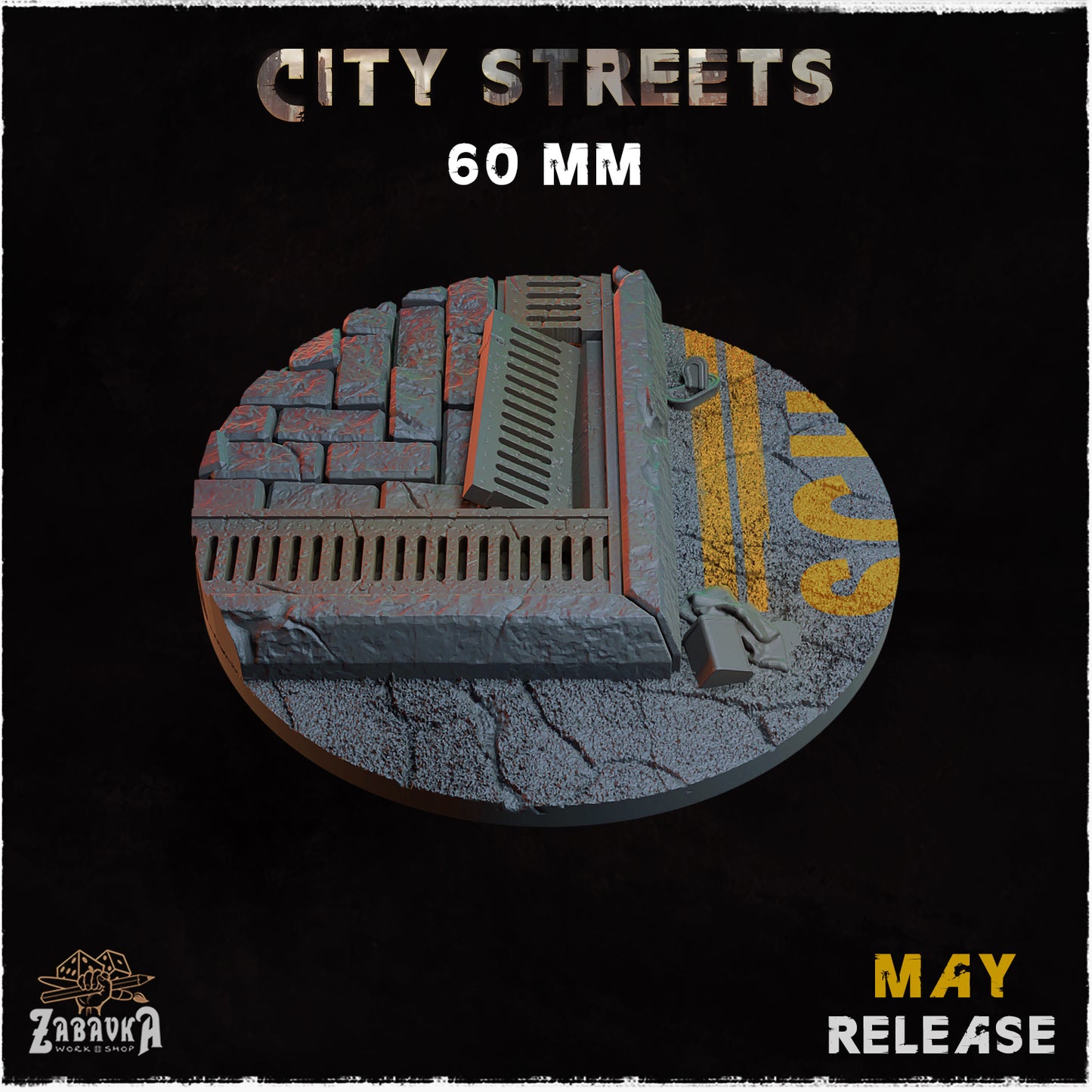 BASES - City Streets themed for wargames and tabletop thirteen sizes available by zabavka workshop