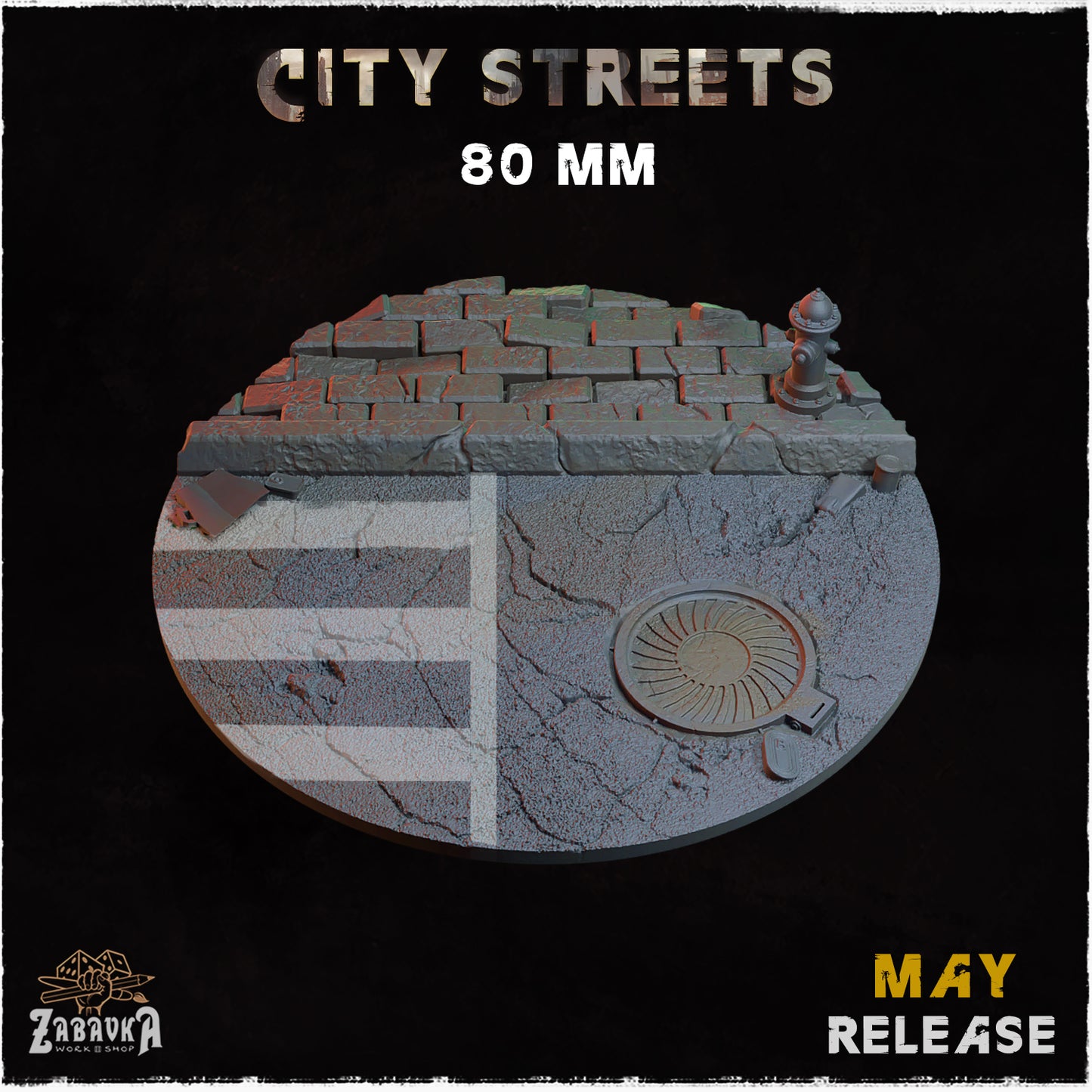 BASES - City Streets themed for wargames and tabletop thirteen sizes available by zabavka workshop