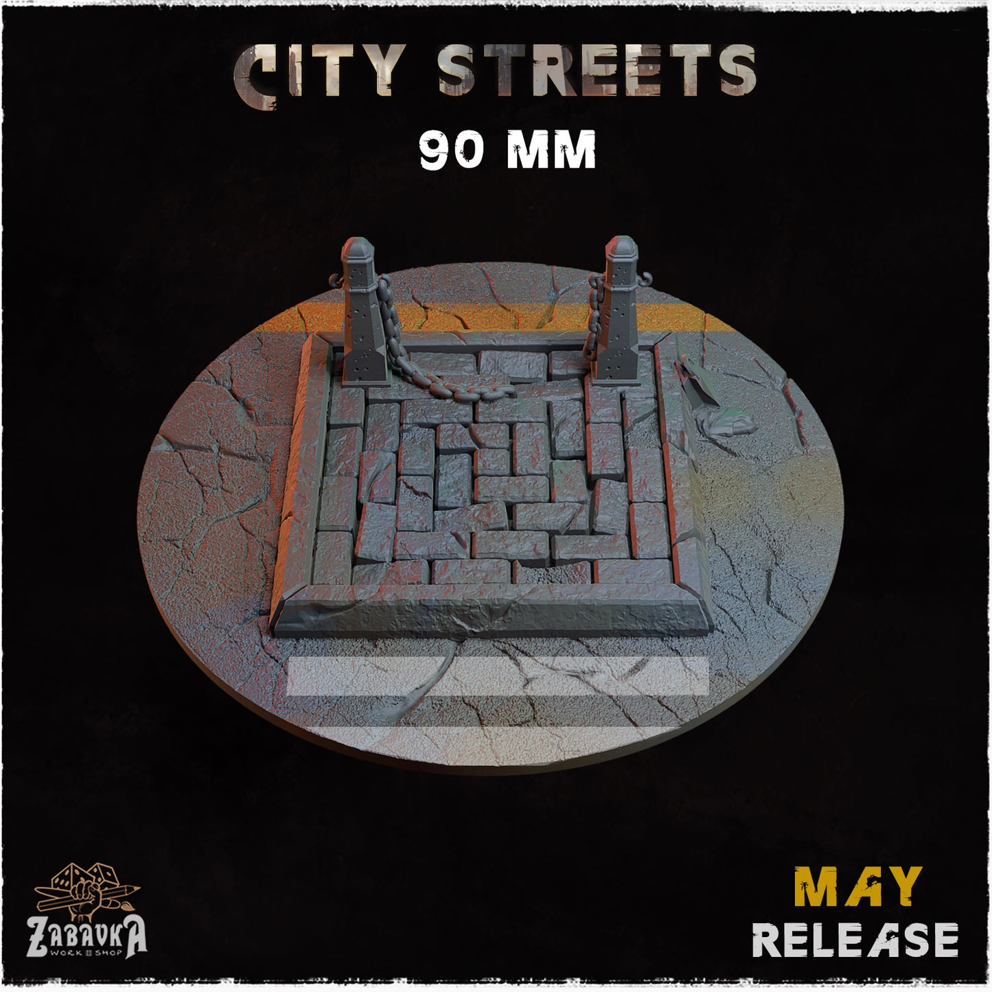 BASES - City Streets themed for wargames and tabletop thirteen sizes available by zabavka workshop