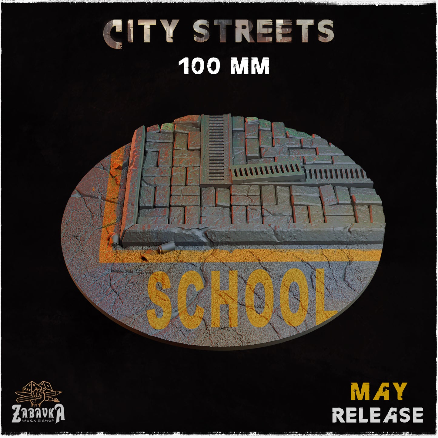 BASES - City Streets themed for wargames and tabletop thirteen sizes available by zabavka workshop