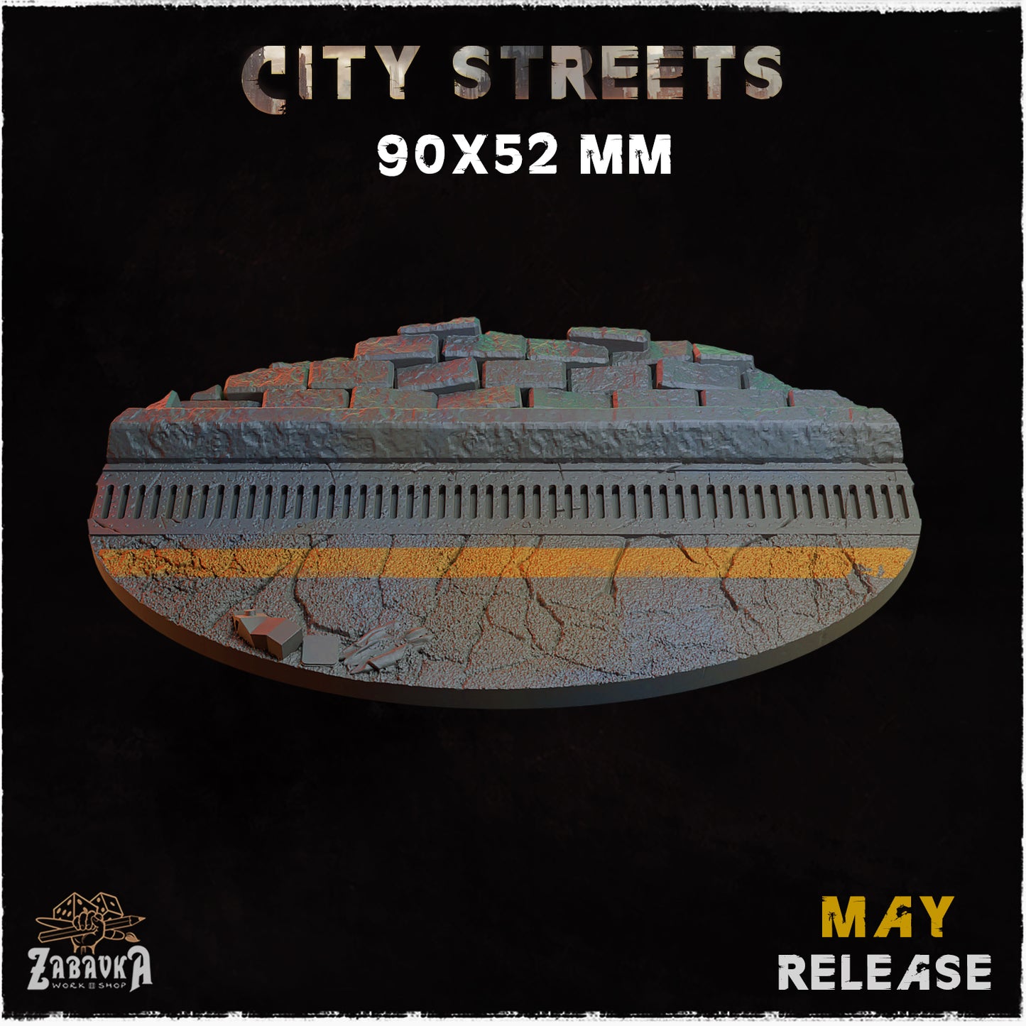 BASES - City Streets themed for wargames and tabletop thirteen sizes available by zabavka workshop