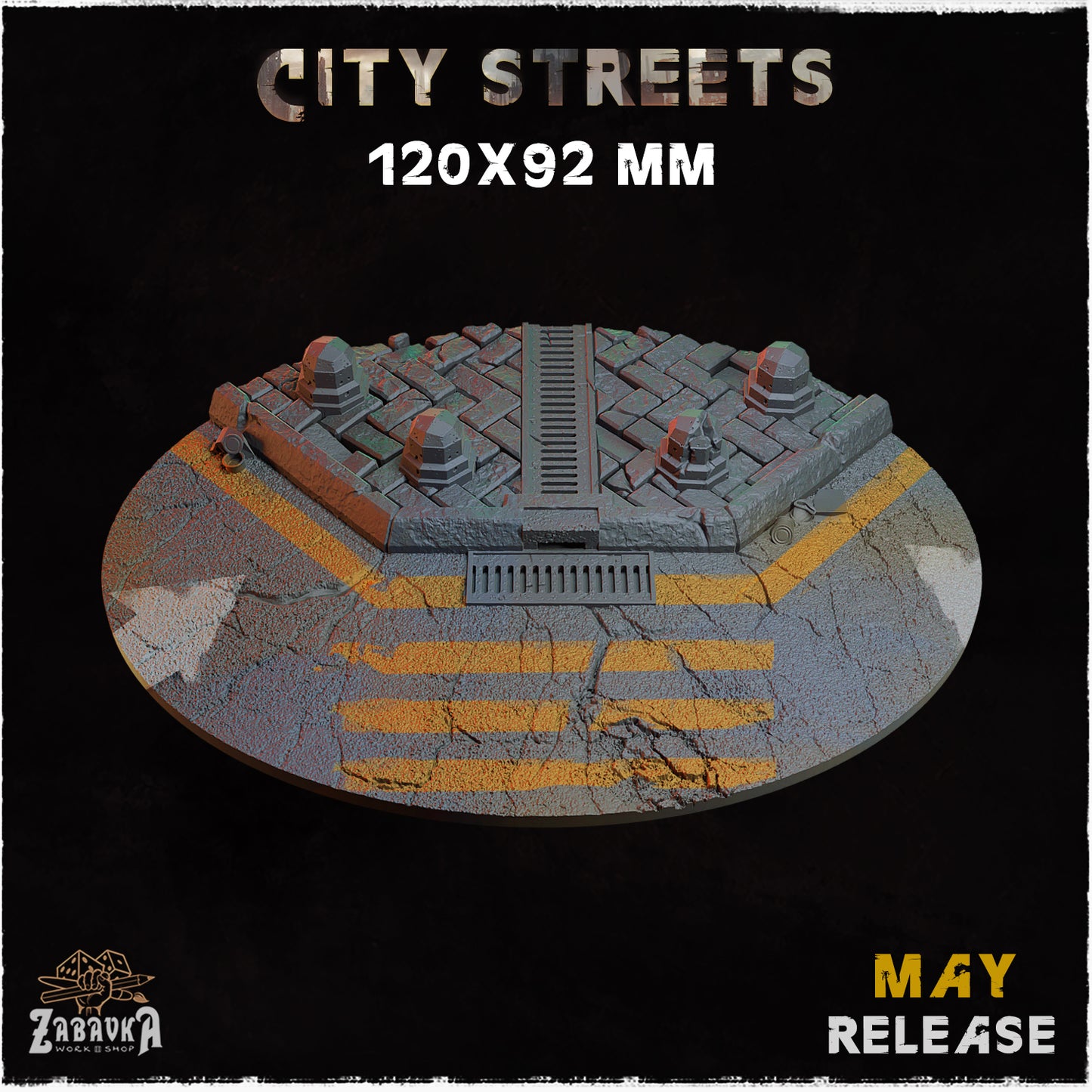 BASES - City Streets themed for wargames and tabletop thirteen sizes available by zabavka workshop