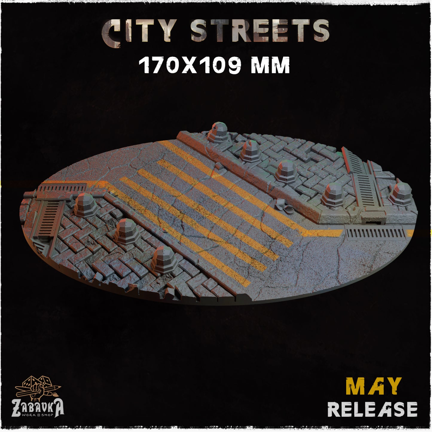 BASES - City Streets themed for wargames and tabletop thirteen sizes available by zabavka workshop