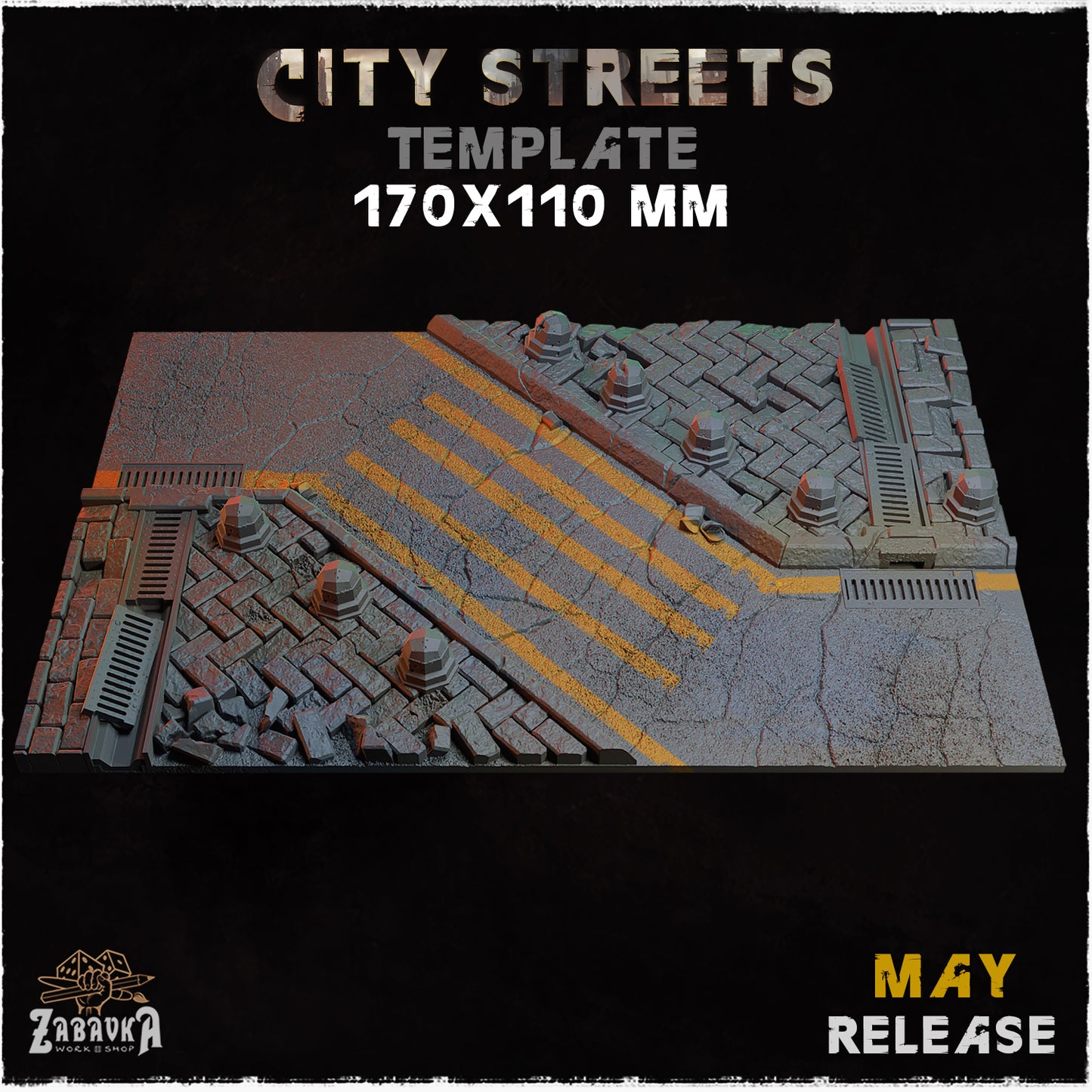 BASES - City Streets themed for wargames and tabletop thirteen sizes available by zabavka workshop