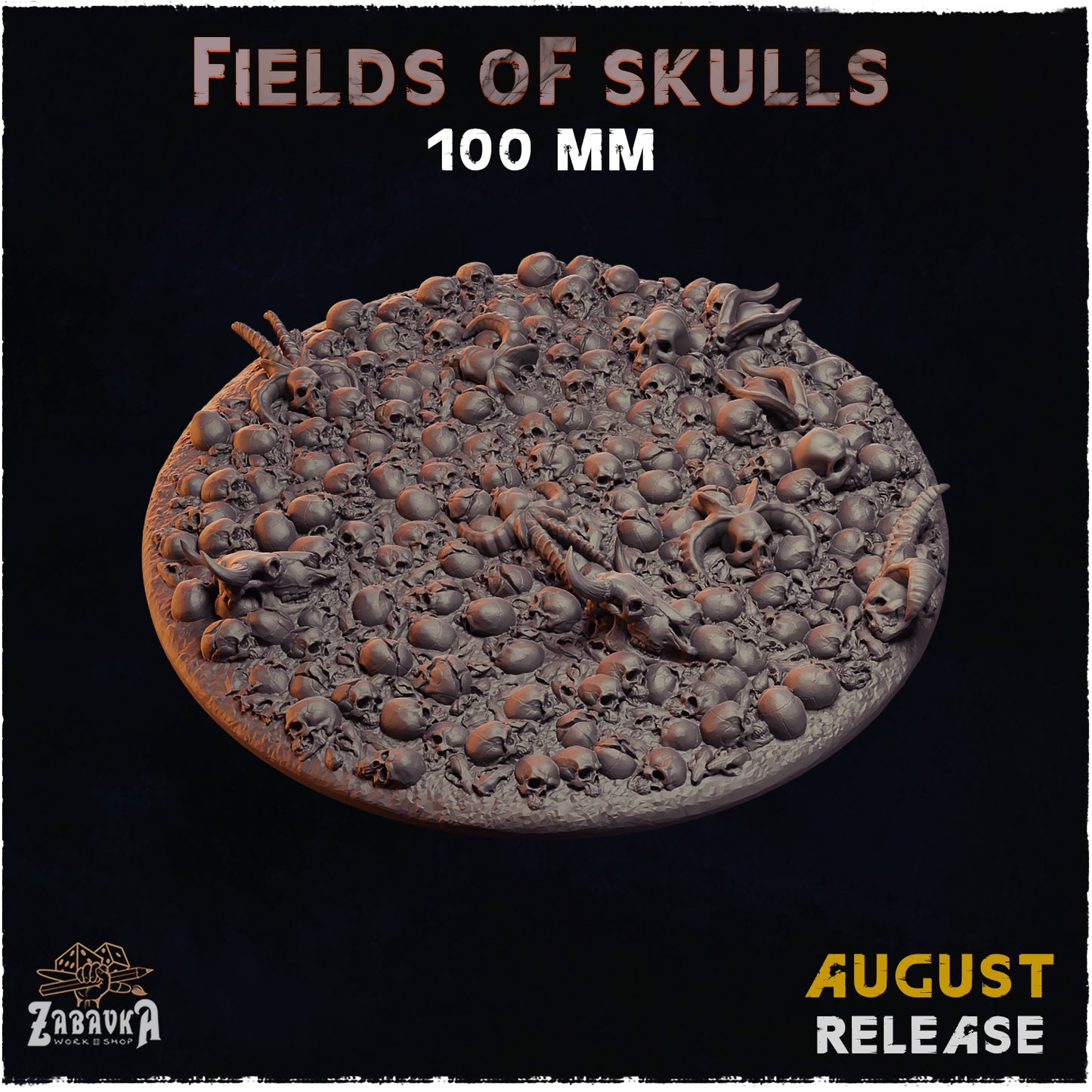 BASES - Field of Skulls- themed grim dark bases for wargames and tabletop thirteen sizes available by zabavka workshop