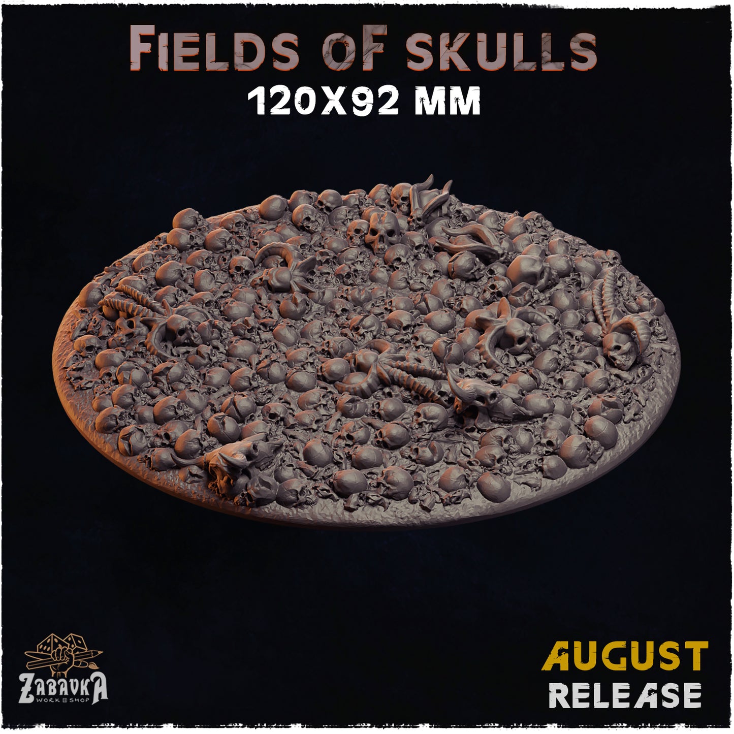 BASES - Field of Skulls- themed grim dark bases for wargames and tabletop thirteen sizes available by zabavka workshop