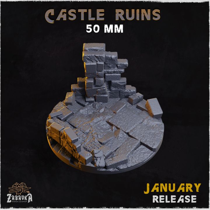 BASES - Castle Ruins - themed for wargames and tabletop thirteen sizes available by zabavka workshop