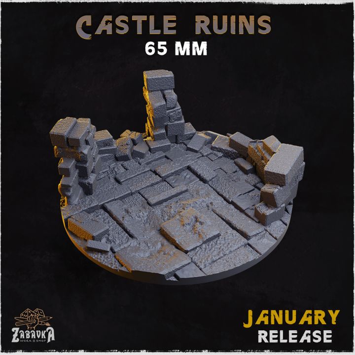 BASES - Castle Ruins - themed for wargames and tabletop thirteen sizes available by zabavka workshop