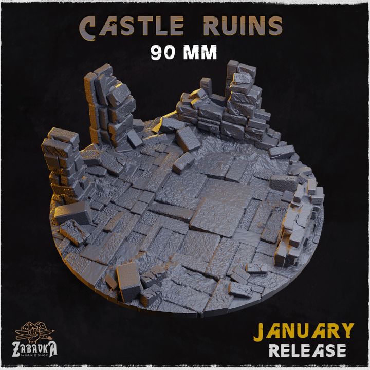 BASES - Castle Ruins - themed for wargames and tabletop thirteen sizes available by zabavka workshop