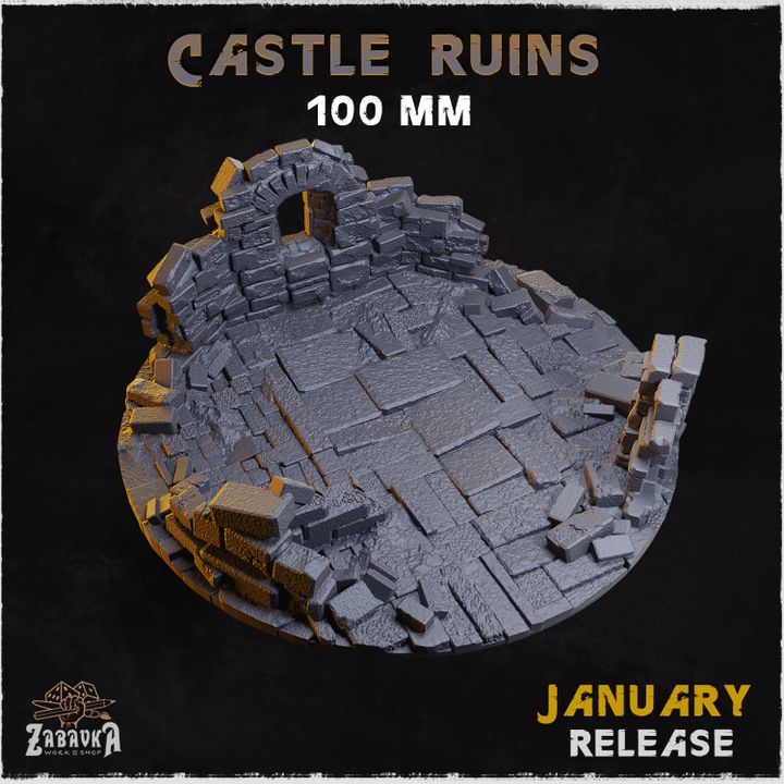 BASES - Castle Ruins - themed for wargames and tabletop thirteen sizes available by zabavka workshop