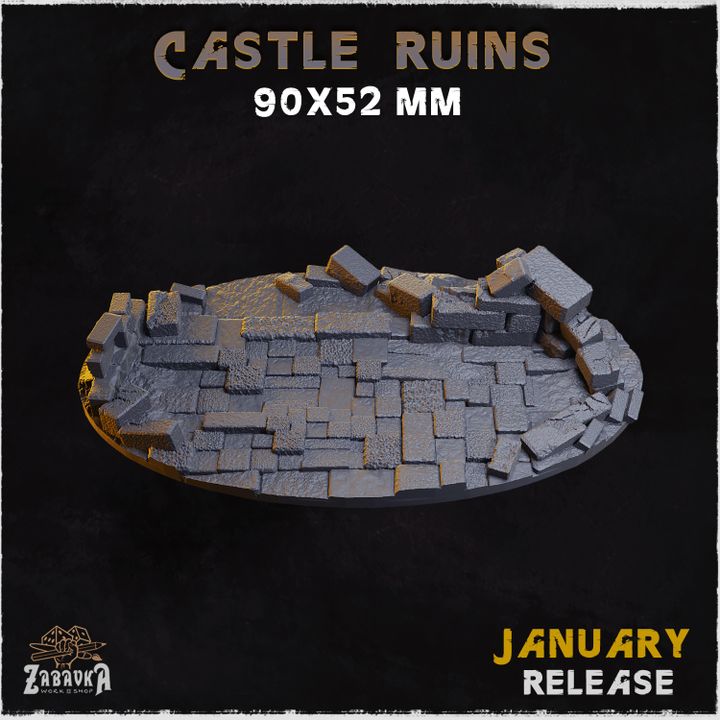 BASES - Castle Ruins - themed for wargames and tabletop thirteen sizes available by zabavka workshop