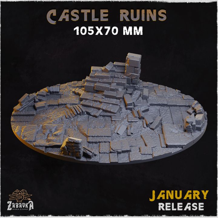 BASES - Castle Ruins - themed for wargames and tabletop thirteen sizes available by zabavka workshop
