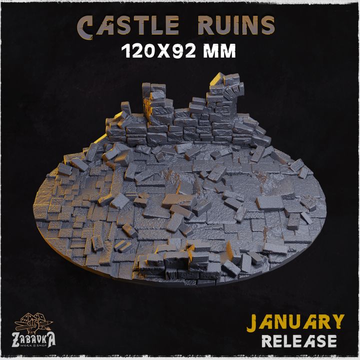 BASES - Castle Ruins - themed for wargames and tabletop thirteen sizes available by zabavka workshop