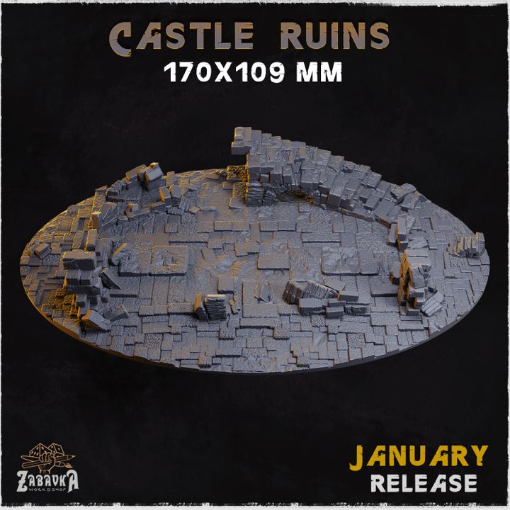 BASES - Castle Ruins - themed for wargames and tabletop thirteen sizes available by zabavka workshop