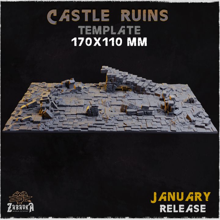 BASES - Castle Ruins - themed for wargames and tabletop thirteen sizes available by zabavka workshop