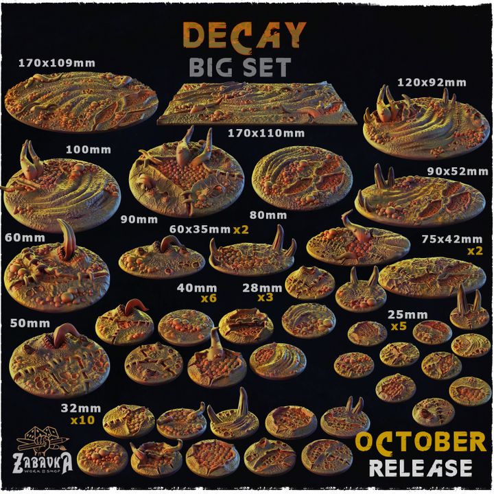 BASES - Decay themed bases for wargames and tabletop thirteen sizes available by zabavka workshop