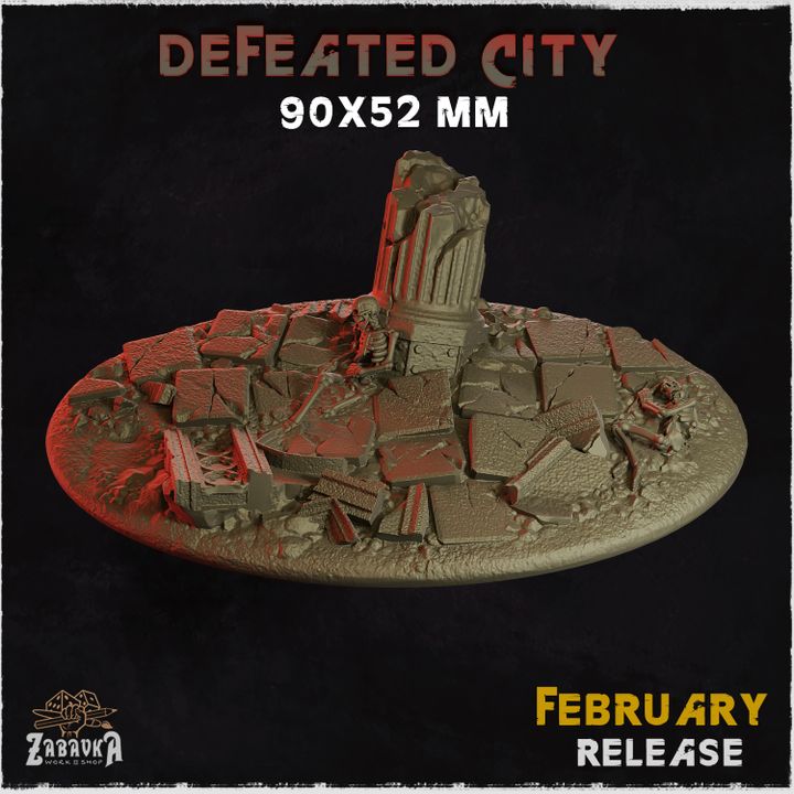 BASES - Defeated City - themed for wargames and tabletop thirteen sizes available by zabavka workshop