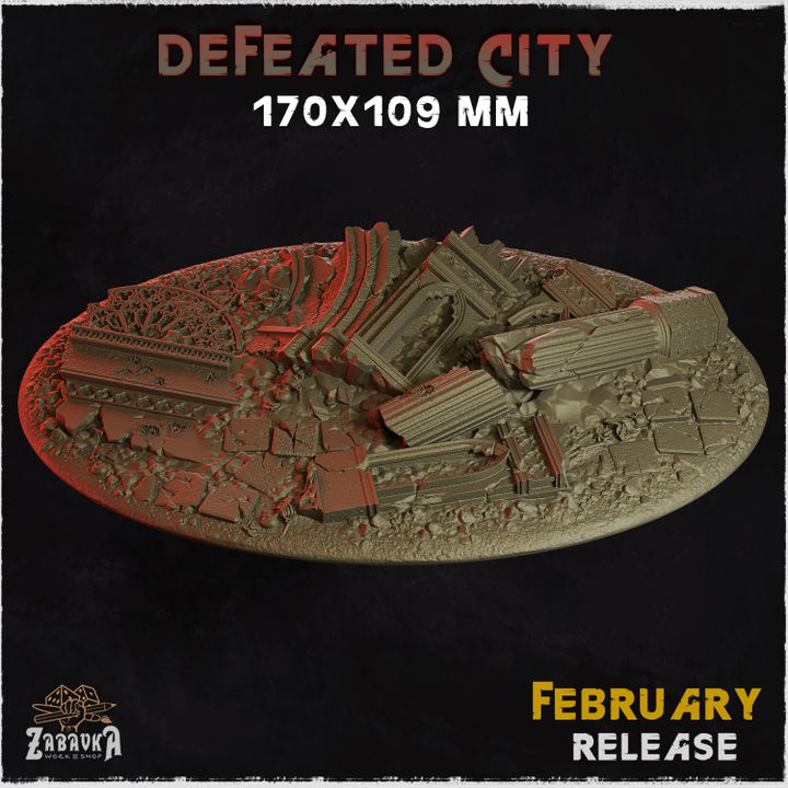 BASES - Defeated City - themed for wargames and tabletop thirteen sizes available by zabavka workshop