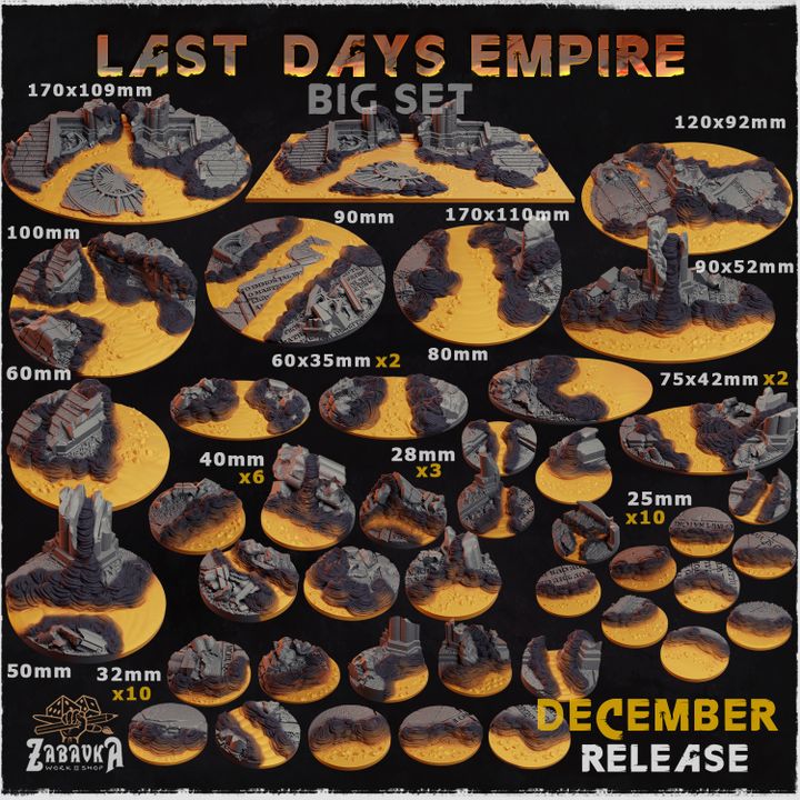 BASES - Last Days Empire - themed for wargames and tabletop thirteen sizes available by zabavka workshop