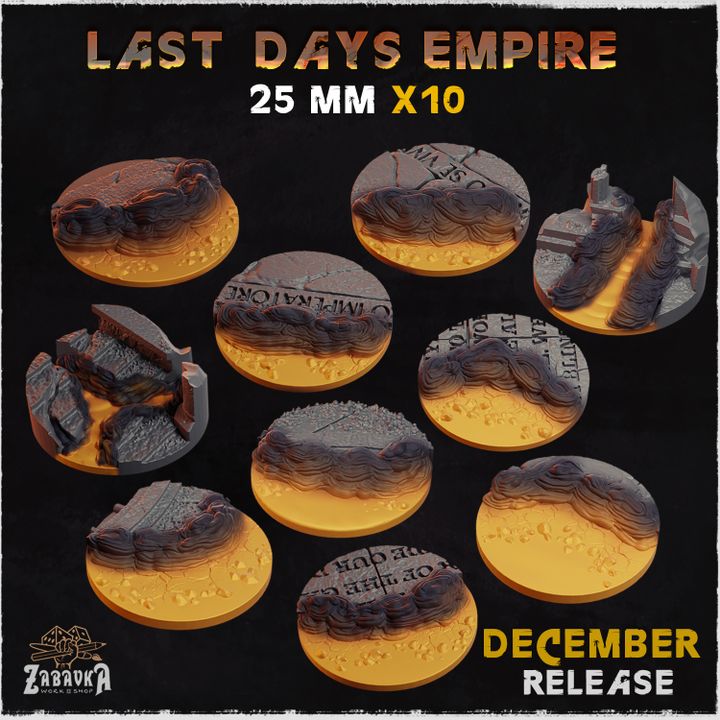 BASES - Last Days Empire - themed for wargames and tabletop thirteen sizes available by zabavka workshop