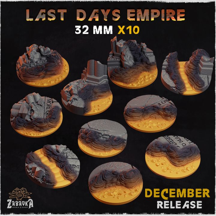 BASES - Last Days Empire - themed for wargames and tabletop thirteen sizes available by zabavka workshop
