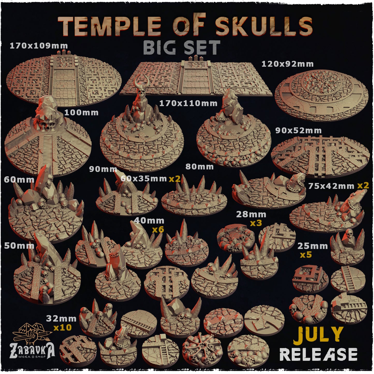 BASES - Temple of Skulls - themed bases for wargames and tabletop