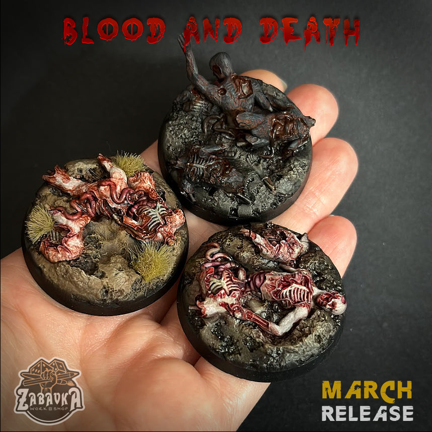 BASES - Blood and Death themed for wargames and tabletop thirteen sizes available by zabavka workshop