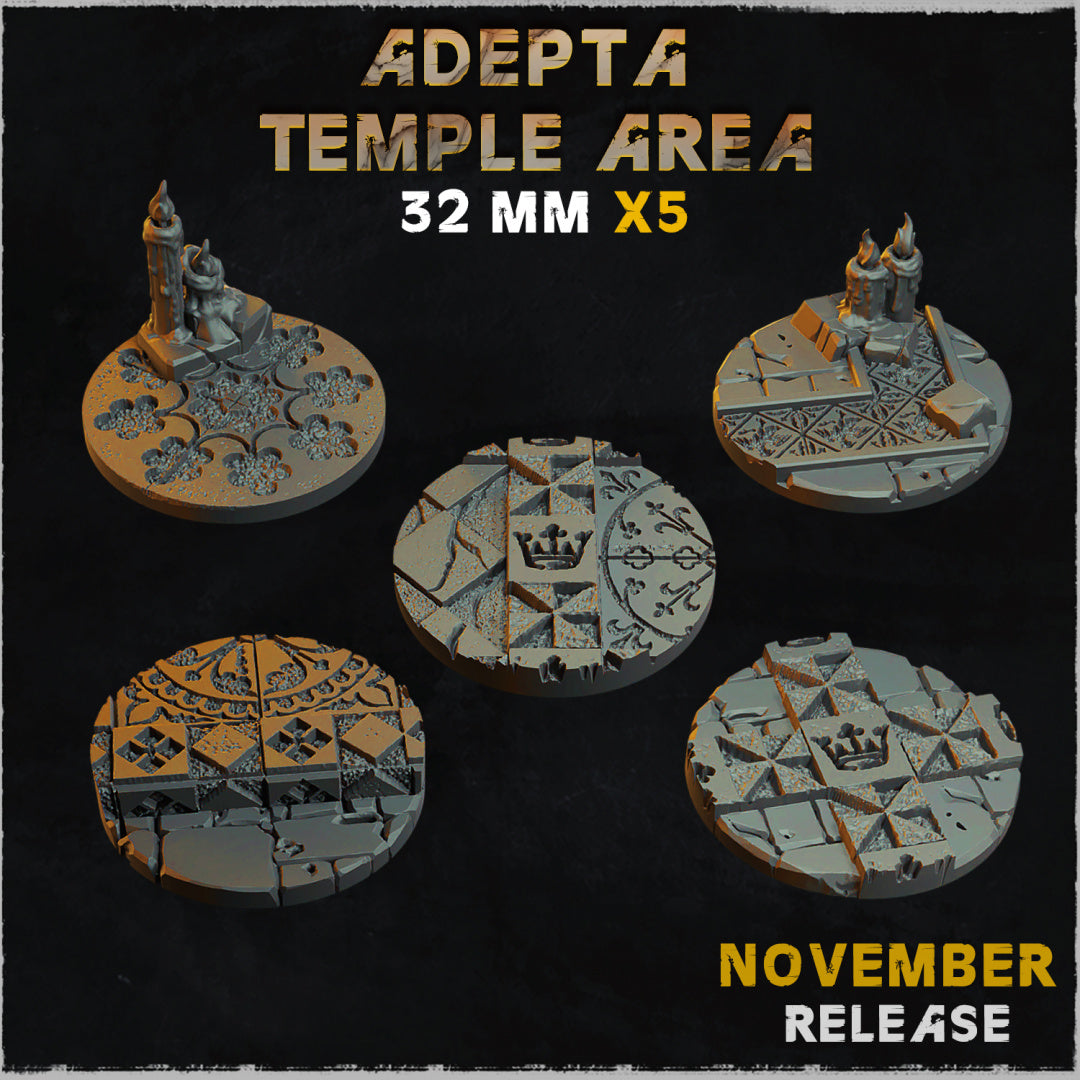 BASES - Adepta Temple Area - cathedral themed bases for wargames and tabletop eleven sizes available by zabavka workshop