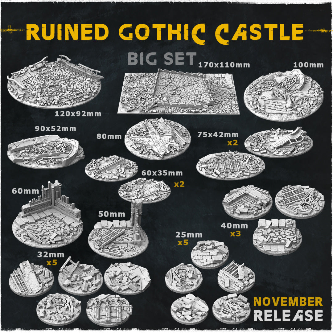 BASES - Ruined Gothic Castle themed Medieval ruins bases