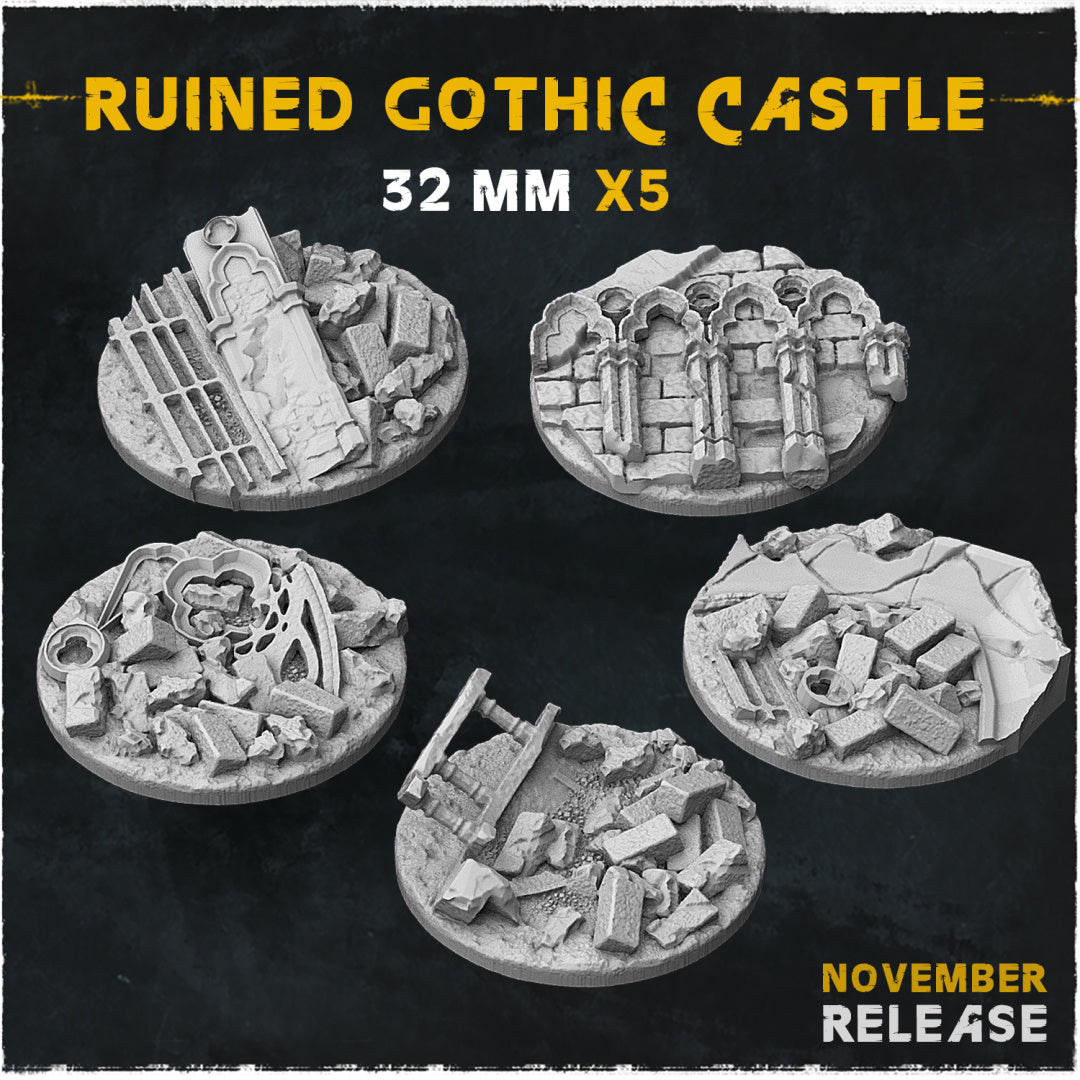 BASES - Ruined Gothic Castle themed Medieval ruins bases